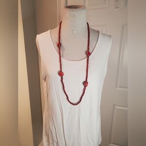 Susan Graver Red Beaded Necklace